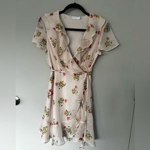 Lush | Blush Pink Floral Wrap Dress